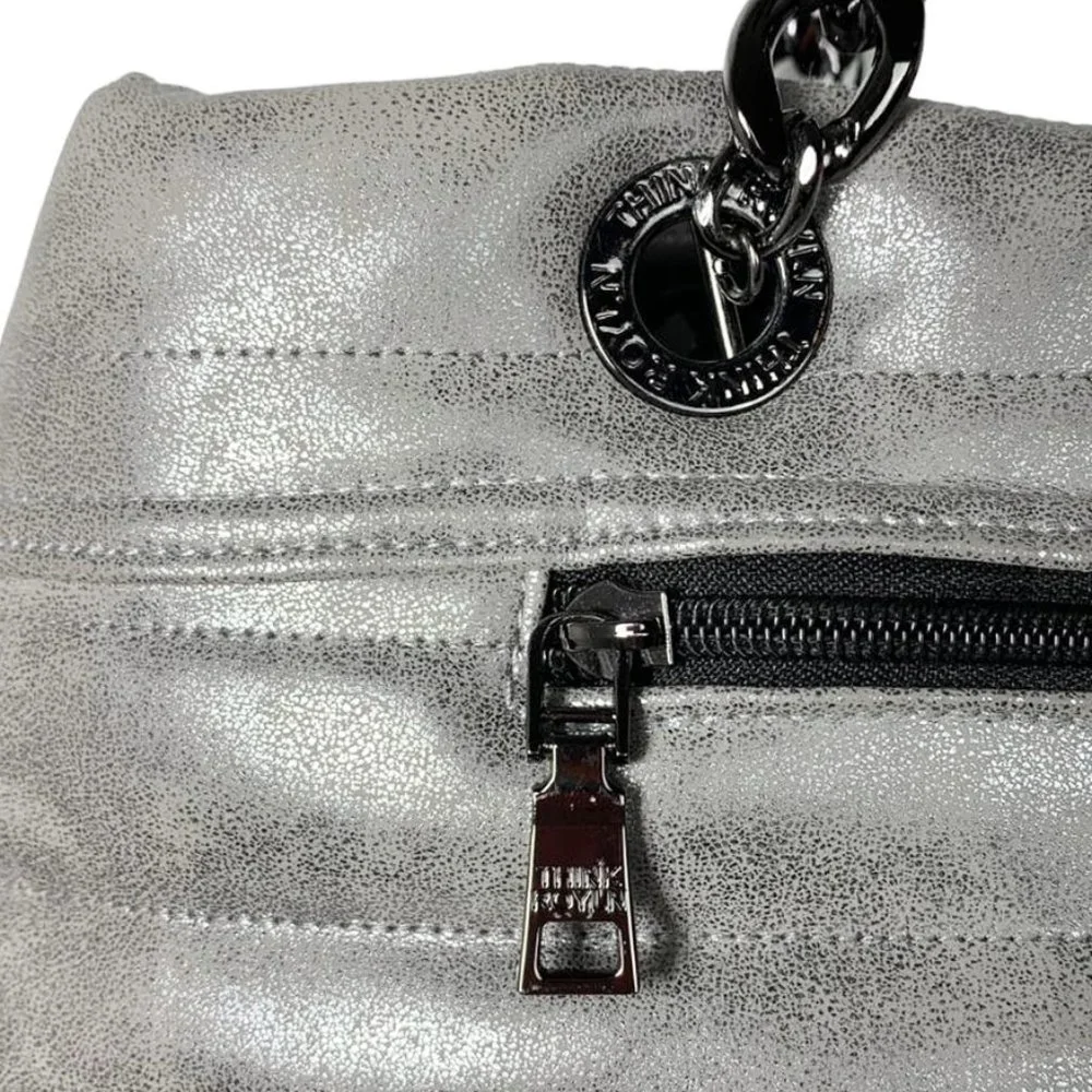 THINK ROYLN Chain Strap Horizontal Stripe Puffy Tote Bag